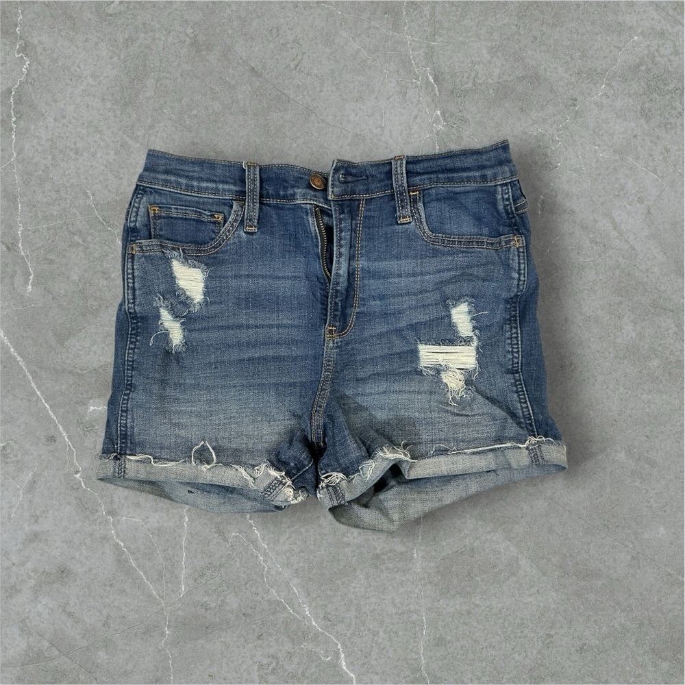 Hollister Blue Jean Shorts High-Waisted Distressed